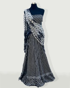Brijwasin Black and White printed Gopi dress