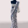 Brijwasin Gray Bayoux Linen Cotton Saree
