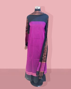 Brijwasin Medium Red Violet and black soft silk suit