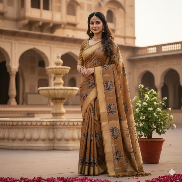 Brijwasin Khadi Cotton Saree